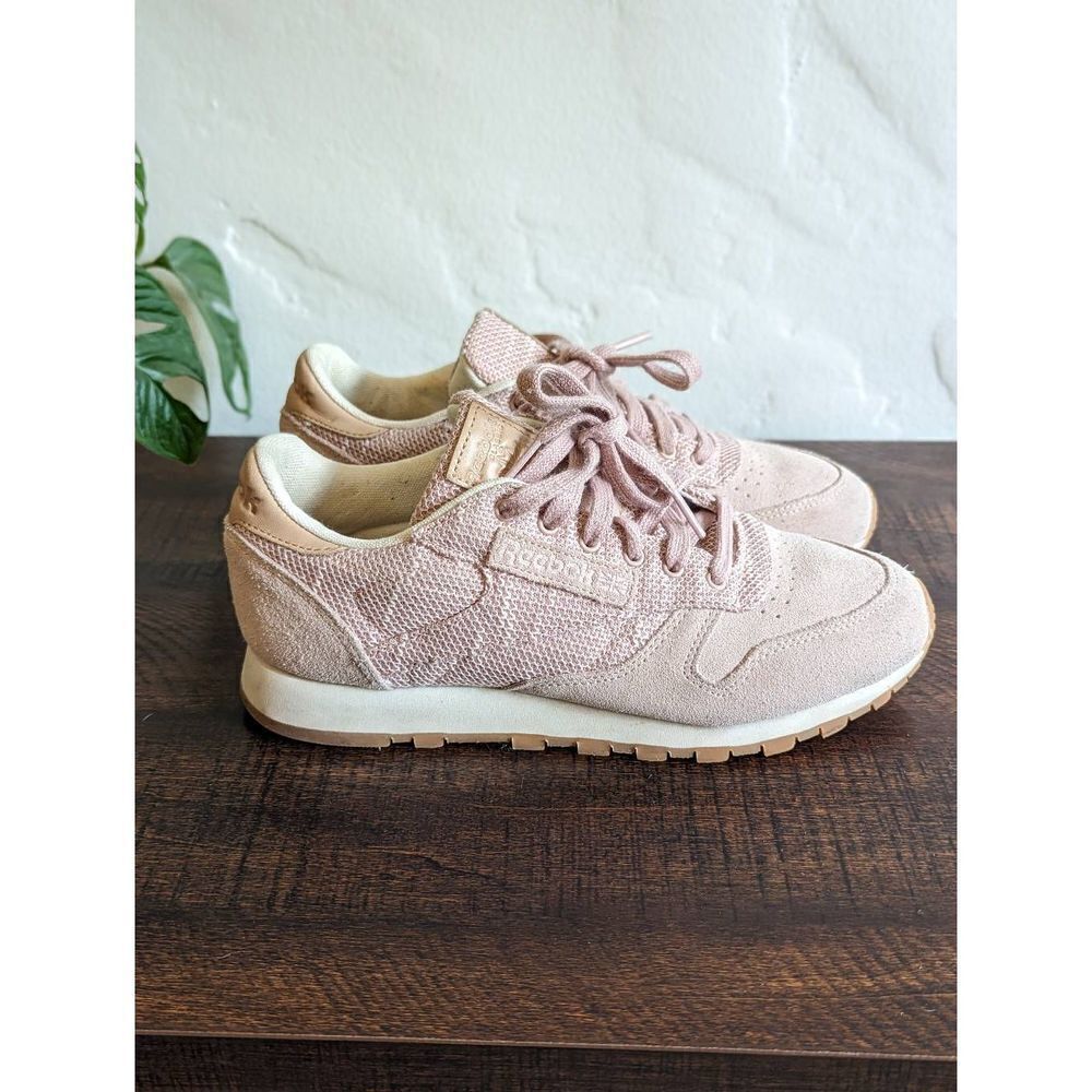 Reebok Women's Classic CL Leather/Textile Lace-Up Trainers Shoes - Size 6.5